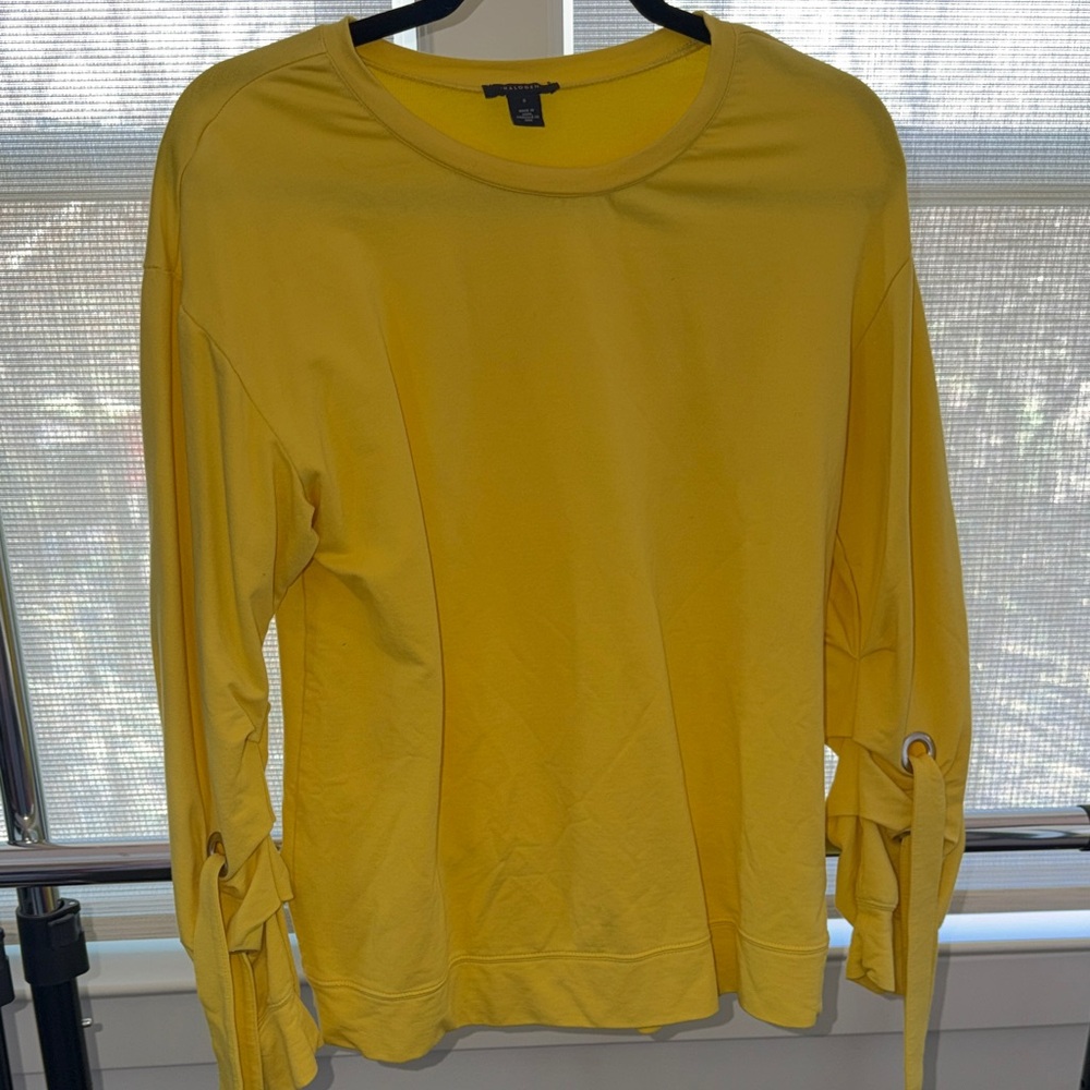 Halogen Yellow Women's Sweatshirt with Tie Sleeves